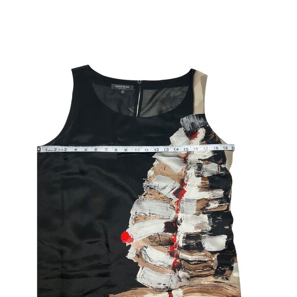 Lafayette 148 Silk Maxi Dress Abstract Print Sleeveless Black Size L - Picture 6 of 8